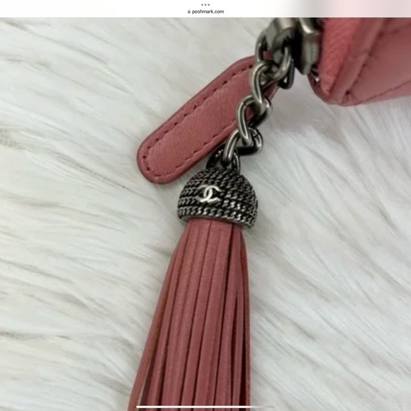 🔥 RARE! CHANEL• Chevron Stitched Tassel Charm Zip Wallet- one of a kind! - Picture 11 of 16